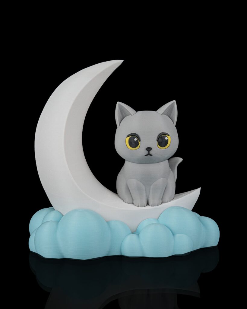 un chat sur la lune
